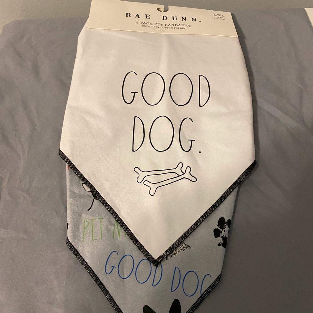 Rae Dunn Good Dog 2 Pack Bandanas L/XL NWT